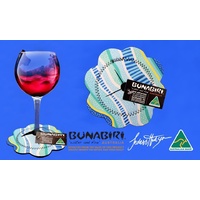 Bunabiri Aboriginal Art Neoprene Wine Glass Coaster - Rainbow Reef (Blue)