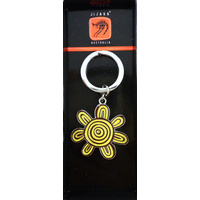 Jijaka Aboriginal Art Boxed metal Keyring - Navigator Star  [colour: Yellow]