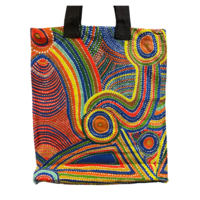 Yijan Aboriginal Dot Art Canvas Carry Bag - Two Boys Country
