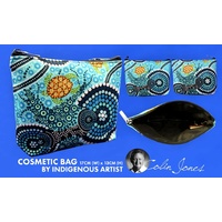 Bunabiri Aboriginal Art 1 Zip Cosmetic Purse - Colours of the Reef