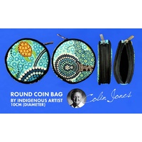 Bunabiri Aboriginal Art Round Coin Purse - Colours of the Reef