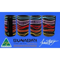Bunabiri Aboriginal Art Can Cooler - Rainbow River (Black)
