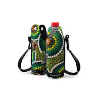 Bunabiri Aboriginal Art Neoprene Water Bottle Cooler - Colours of the Rainforest