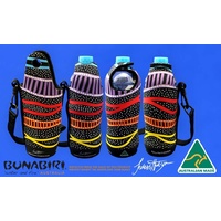 Bunabiri Aboriginal Art Neoprene Water Bottle Cooler - Rainbow River