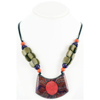 Yijan Aboriginal Art Beaded Pendant Necklace (3pce bead) - Fire N Water