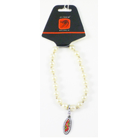 Jijaka Aboriginal design Beaded Bracelet with Charm - Pearl