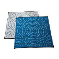 Aboriginal Recycled Mat - Med/Square  - Water Dreaming [Colour: Blue/White]