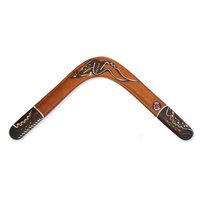 Handpainted Aboriginal Art Returning 3 Ply Boomerang - Traditional  [Size: Small 35cm]