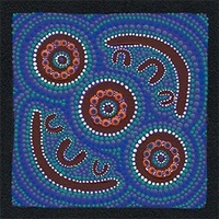 Handmade 2pce Aboriginal Art Aluminium Earrings - Camping Around Waterholes