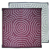 Aboriginal Recycled Mat - Med/Square  - Water Dreaming [Colour: Blue/White]