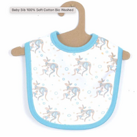 Muralappi Dreamytime Aboriginal design Cotton Baby Bib - Gangu the Kangaroo Blue