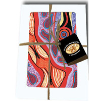 Tobwabba Aboriginal Art 100% Polyester Giftboxed Scarf (53cm x 170cm) - Oyster Spirits