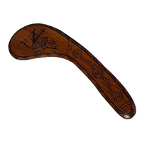 Dreamtime Kullilla Aboriginal Art hand-burnt design Hunting/Club Boomerang (62cm) - Brolga