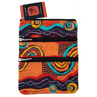 Jijaka Aboriginal Art 3 Zip Canvas Shoulder Bag - Coastal Dunes