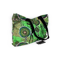 Bunabiri Aboriginal Art Canvas Bag - Hunters &amp; Gatherers (Rainforest)