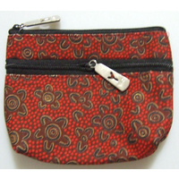 Yijan Aboriginal Art 2 Zip Keychain Coin Purse - Women's Ceremony at Yuelamu (Red)