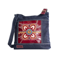 Muralappi Journey Leather/Denim Blue Canvas Shoulder/XBody Handbag (32cm x 37cm) - Coming Home