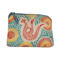 Muralappi Journey Genuine Leather Coin Purse (11CM X 7.5cm) - Kangaroos in Summer Flowers