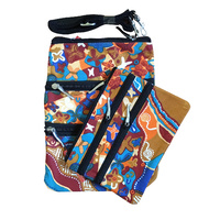 Jijaka Aboriginal Art 3 Zip Shoulder + matching Cosmetic Bag (Set 2) - Sound of Joy