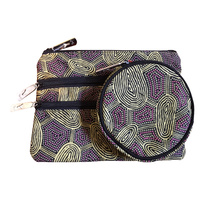 Yijan Aboriginal Art 3 Zip Cosmetic & Coin Purse Set - Women Travel Dreaming (Gold)