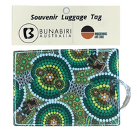 Bunabiri Aboriginal Art Hard Luggage Tag - Hunters &amp; Gatherers Rainforest