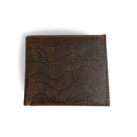 Better World Aboriginal Art Men&#39;s Leather Wallet - Sandhills (Old Brown)