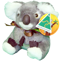 Australia Made Traditional Plush Toy - Koala (7&quot;) with Gumleaf