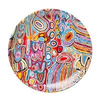 Warlukurlangu Aboriginal Art 7&quot; Round China Plate - Mina Mina Dreaming
