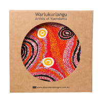 Warlukurlangu Aboriginal Art 7&quot; Round China Plate - Fire Dreaming