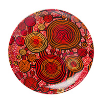Warlukurlangu Aboriginal Art 7&quot; Round China Plate - Emu Dreaming