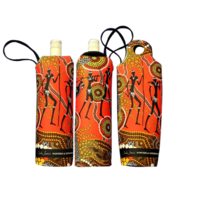 Bunabiri Aboriginal Art Neoprene Wine Bottle Cooler - Hunters N Gatherers Land