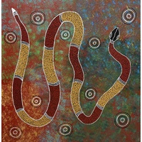 Original Aboriginal Art Stretched Canvas (60cm x 60cm) - The Rainbow Serpent