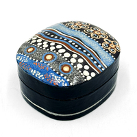 Better World Aboriginal Art Lacquered Small Trinket Box - Where Land Meets the Sea