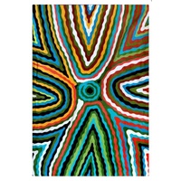 Aboriginal Art Handmade (6&#39;x 4&#39;) Wool Rug (Chainstitched) (183cm x 122cm) - The Rockhole