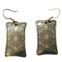Iwantja Aboriginal Art Metal Earring - Tjukula (Rectangle)