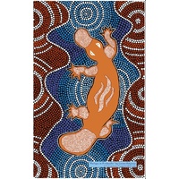 Tobwabba Aboriginal Art Cotton Teatowel - Platypus in Freshwater