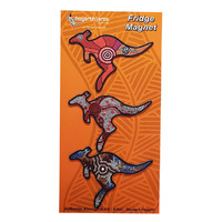 Hogarth Aboriginal Art Flexi Magnet Set (3) - Kangaroo (Ochre)