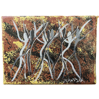 David Miller Stretched Canvas (18cm x 14cm) - Spirit Dancers (Ochre/Black)
