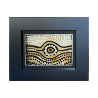 Murra Wolka Single Framed Aboriginal Hand painted Dot Art (Ochre Yellow) (19cm x 15cm)