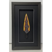 Framed Handpainted Aboriginal 19cm Spearhead - Ochre Black Red