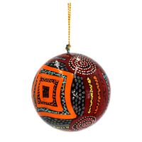 Better World Aboriginal Art Lacquered Xmas Ball Decoration - Women&#39;s Business