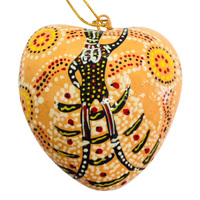 Keringke Aboriginal Art design Paper Mache Xmas Decoration - Large Heart - Women Dancing