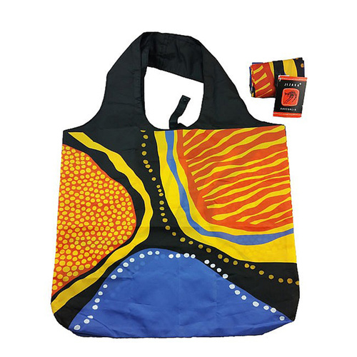 Jijaka Aboriginal Art Folding Nylon Shopping Bag - Billabong Place