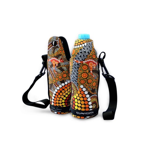 Bunabiri Aboriginal Art Neoprene Water Bottle Cooler - Colours of the Land