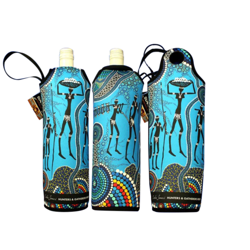 Bunabiri Aboriginal Art Neoprene Wine Bottle Cooler - Hunters N Gatherers Reef