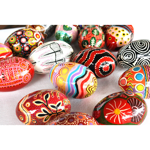 Aboriginal Art Handpainted Decorative Lacquered Egg & Stand