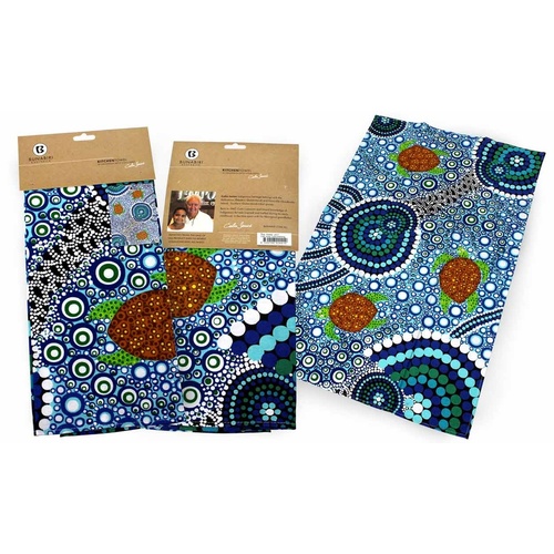 Bunabiri Aboriginal Art Cotton Teatowel - Turtle Dreaming