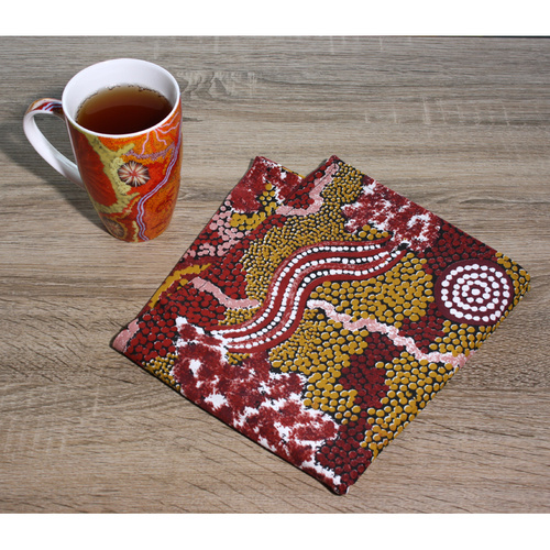 Better World Aboriginal Art Linen Teatowel - Family & Country