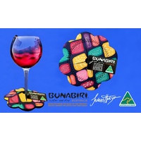 Bunabiri Aboriginal Art Neoprene Wine Glass Coaster - Water Forest Country