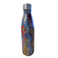 Warlukurlangu Aboriginal Art Stainless Steel Bottle - 500ml - Fire Dreaming